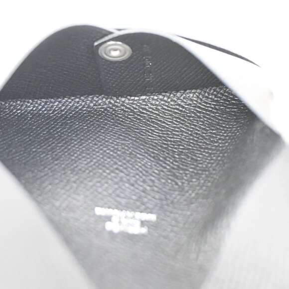 HERMES Logo Calvi Card Case Epsom Leather Black SHW France 72LC614 - Picture 9 of 13